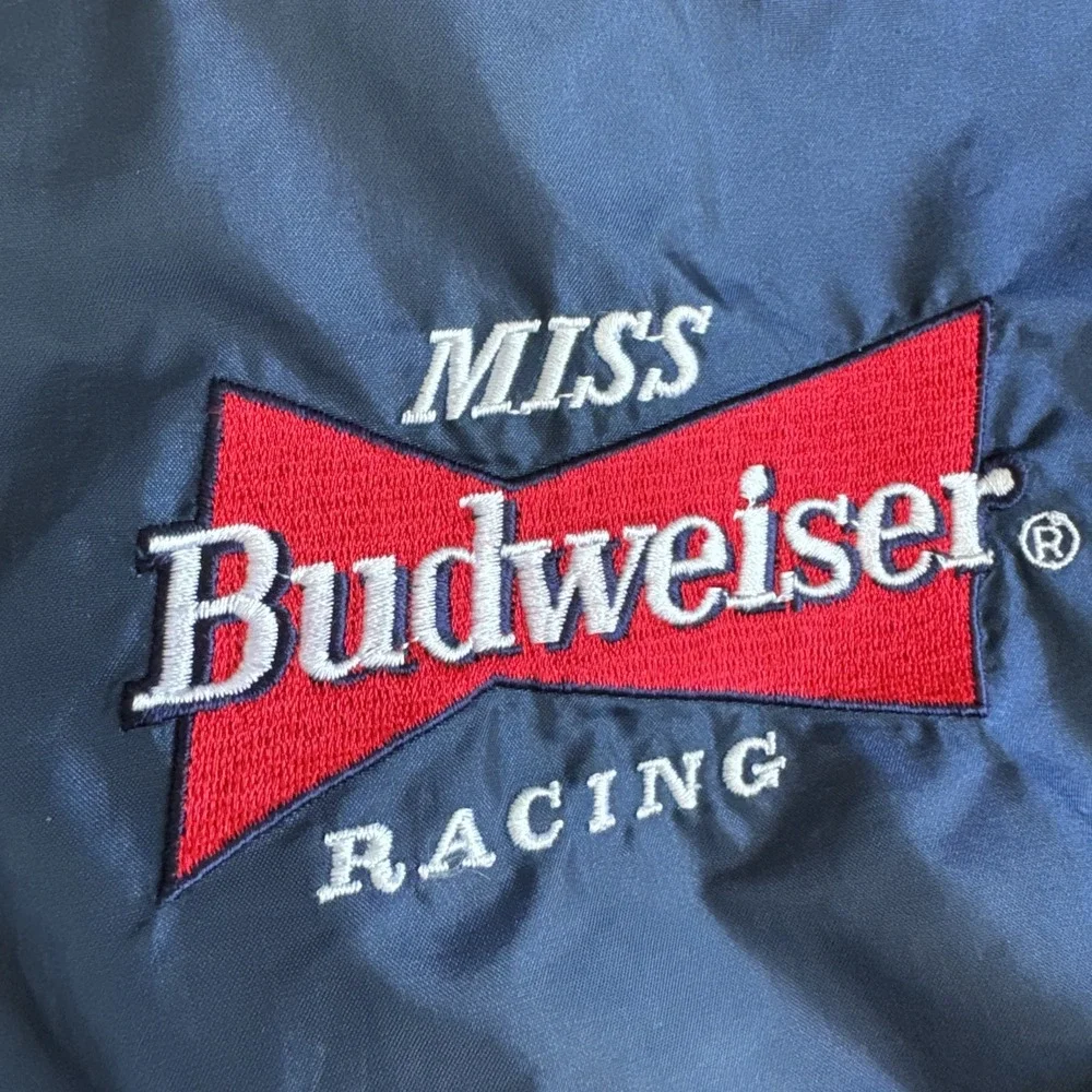 Vintage Miss Budweiser‎ Racing Pro Player Jacket Windbreaker SIZE XL Beer Promo